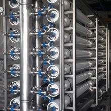 UF train with horizontal modules and stainless steel piping & skid for industrial application